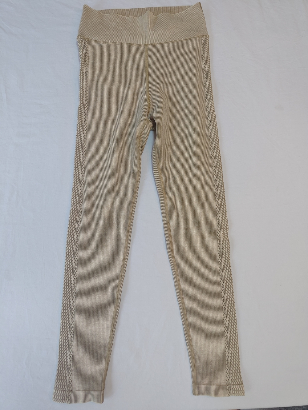 Offline by Aerie Women's Ribbed Acid Wash Braided Side Leggings Tan Medium M